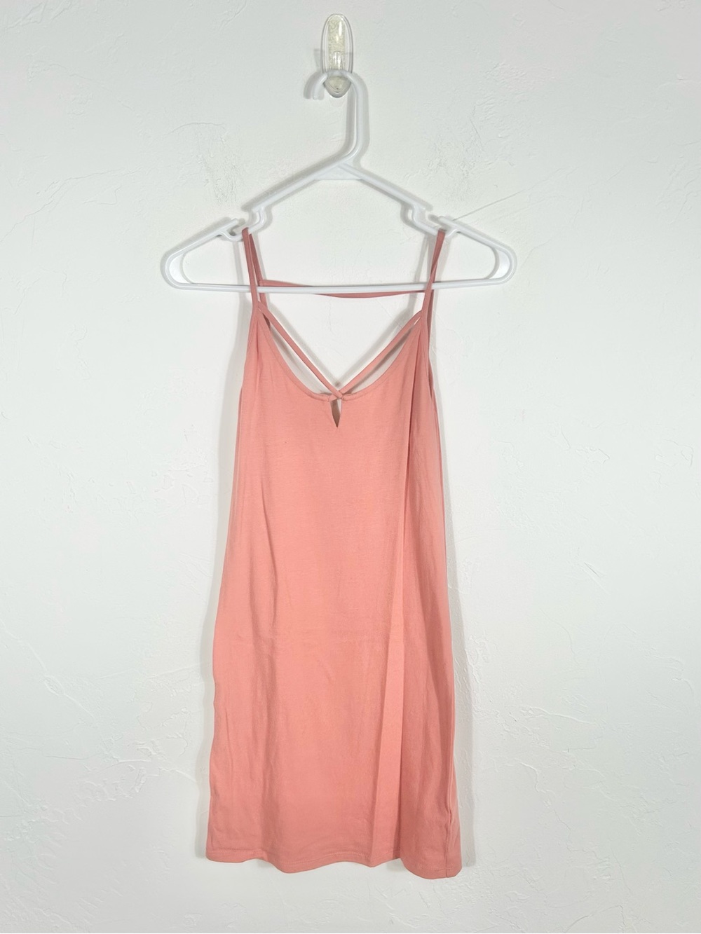 Zenana Outfitters Pink Criss Cross Strappy Cami Tank Top Caged Neck Size L